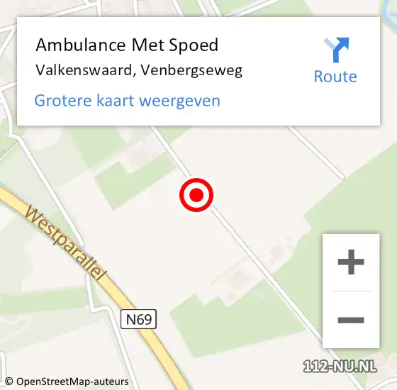 Locatie op kaart van de 112 melding: Ambulance Met Spoed Naar Valkenswaard, Venbergseweg op 24 maart 2018 15:08