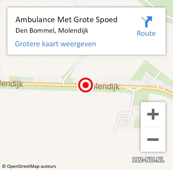 Locatie op kaart van de 112 melding: Ambulance Met Grote Spoed Naar Den Bommel, Molendijk op 24 maart 2018 15:31