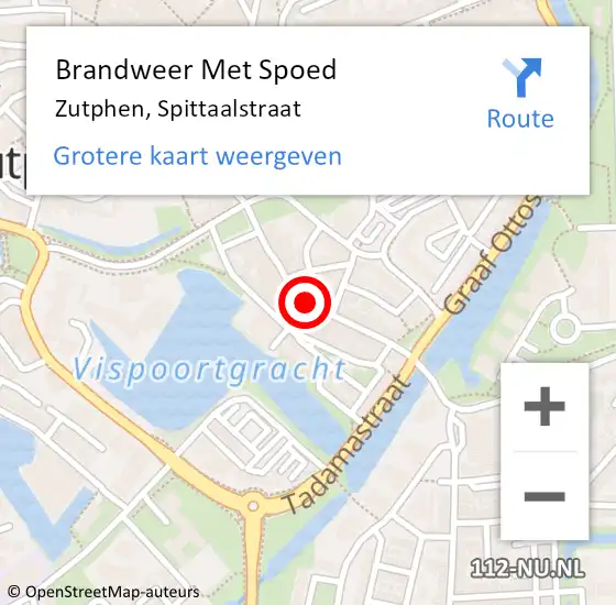 Locatie op kaart van de 112 melding: Brandweer Met Spoed Naar Zutphen, Spittaalstraat op 24 maart 2018 16:01