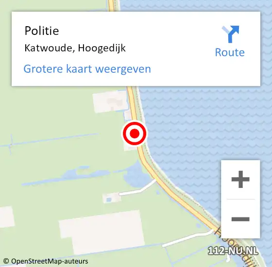 Locatie op kaart van de 112 melding: Politie Katwoude, Hoogedijk op 24 maart 2018 16:29