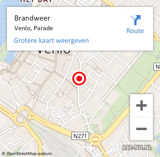 Locatie op kaart van de 112 melding: Brandweer Venlo, Parade op 24 maart 2018 16:29