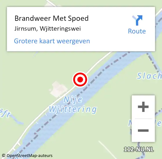 Locatie op kaart van de 112 melding: Brandweer Met Spoed Naar Jirnsum, Wjitteringswei op 24 maart 2018 16:34