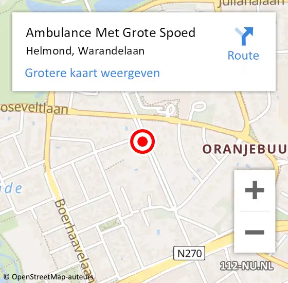 Locatie op kaart van de 112 melding: Ambulance Met Grote Spoed Naar Helmond, Warandelaan op 24 maart 2018 16:48