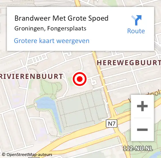 Locatie op kaart van de 112 melding: Brandweer Met Grote Spoed Naar Groningen, Fongersplaats op 24 maart 2018 16:54