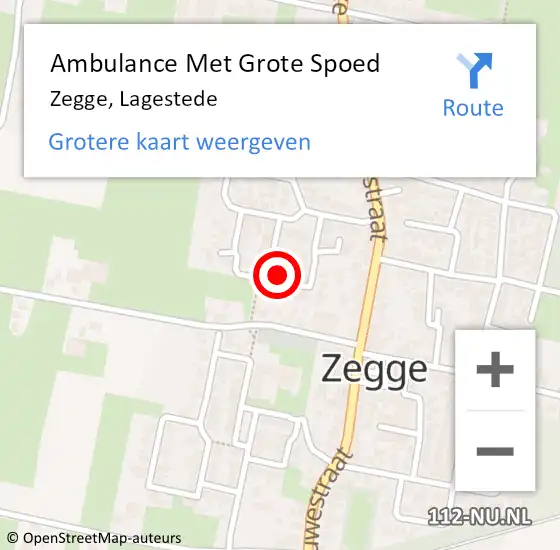 Locatie op kaart van de 112 melding: Ambulance Met Grote Spoed Naar Zegge, Lagestede op 24 maart 2018 17:34