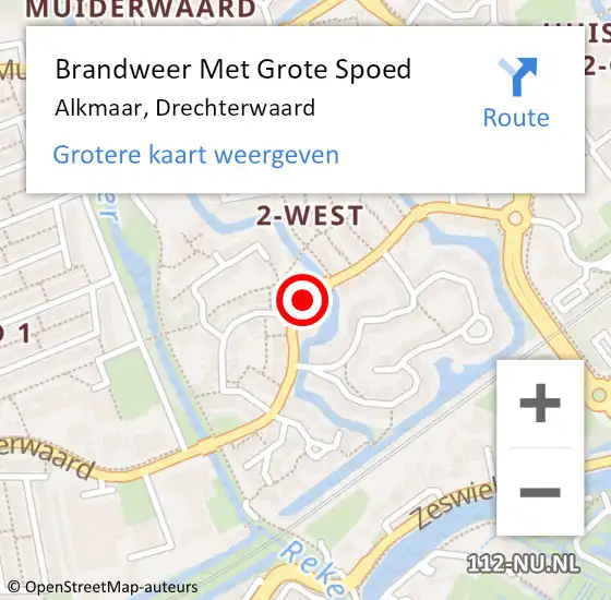 Locatie op kaart van de 112 melding: Brandweer Met Grote Spoed Naar Alkmaar, Drechterwaard op 24 maart 2018 17:53