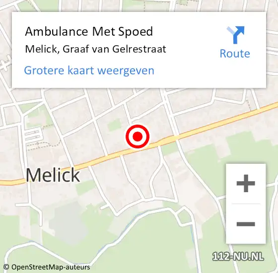 Locatie op kaart van de 112 melding: Ambulance Met Spoed Naar Melick, Graaf van Gelrestraat op 24 maart 2018 18:02