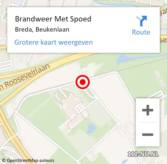 Locatie op kaart van de 112 melding: Brandweer Met Spoed Naar Breda, Beukenlaan op 24 maart 2018 18:05