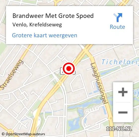 Locatie op kaart van de 112 melding: Brandweer Met Grote Spoed Naar Venlo, Krefeldseweg op 24 maart 2018 18:10