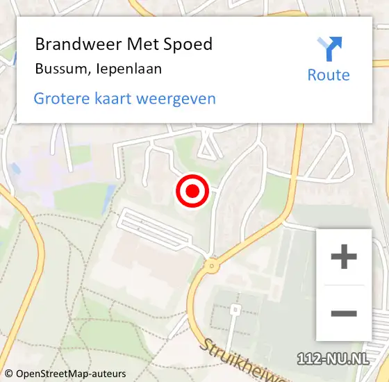 Locatie op kaart van de 112 melding: Brandweer Met Spoed Naar Bussum, Iepenlaan op 24 maart 2018 18:14