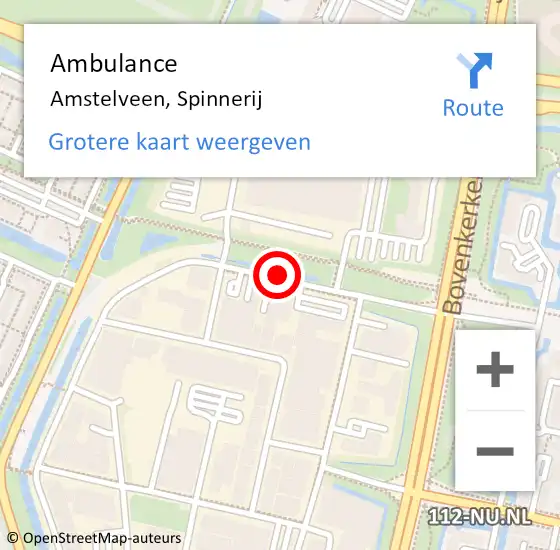 Locatie op kaart van de 112 melding: Ambulance Amstelveen, Spinnerij op 24 maart 2018 18:25