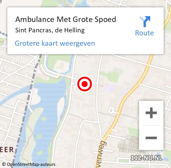 Locatie op kaart van de 112 melding: Ambulance Met Grote Spoed Naar Sint Pancras, de Helling op 24 maart 2018 18:26
