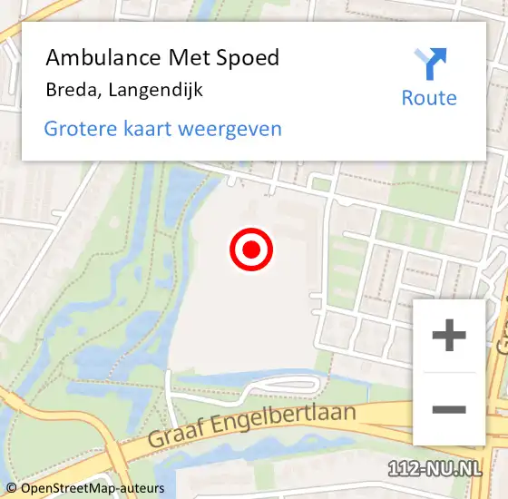 Locatie op kaart van de 112 melding: Ambulance Met Spoed Naar Breda, Langendijk op 24 maart 2018 18:27