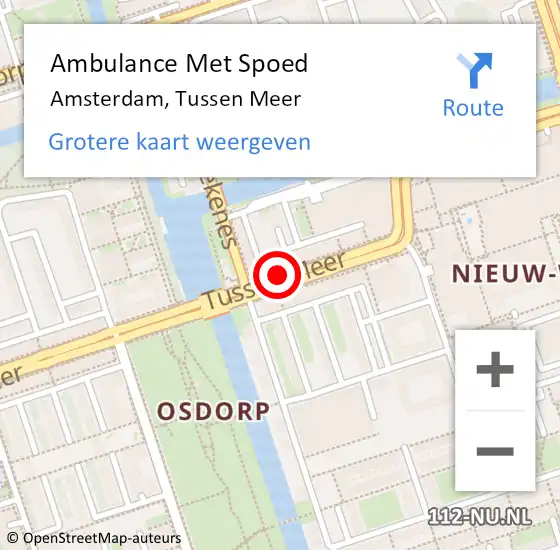 Locatie op kaart van de 112 melding: Ambulance Met Spoed Naar Amsterdam, Tussen Meer op 24 maart 2018 18:30