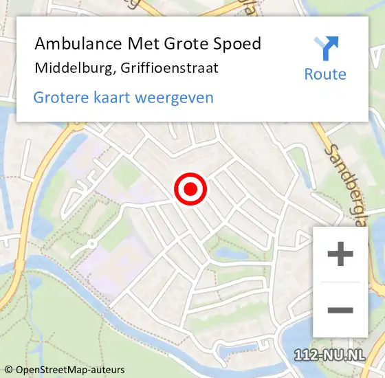 Locatie op kaart van de 112 melding: Ambulance Met Grote Spoed Naar Middelburg, Griffioenstraat op 24 maart 2018 18:33