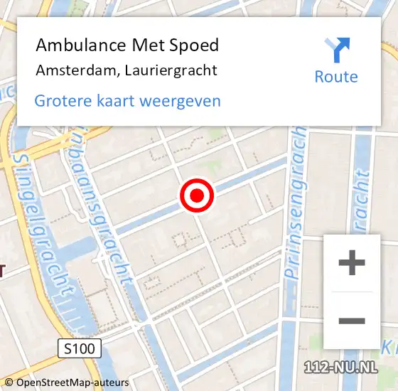 Locatie op kaart van de 112 melding: Ambulance Met Spoed Naar Amsterdam, Lauriergracht op 24 maart 2018 18:51