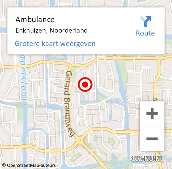 Locatie op kaart van de 112 melding: Ambulance Enkhuizen, Noorderland op 24 maart 2018 19:13