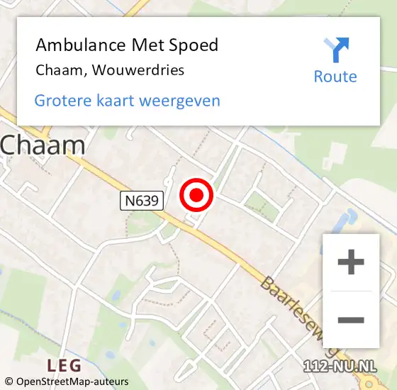 Locatie op kaart van de 112 melding: Ambulance Met Spoed Naar Chaam, Wouwerdries op 24 maart 2018 19:16