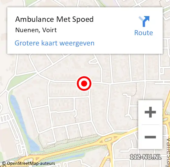 Locatie op kaart van de 112 melding: Ambulance Met Spoed Naar Nuenen, Voirt op 24 maart 2018 19:21