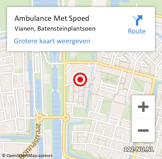 Locatie op kaart van de 112 melding: Ambulance Met Spoed Naar Vianen, Batensteinplantsoen op 24 maart 2018 19:28