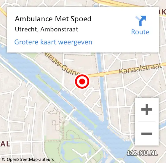 Locatie op kaart van de 112 melding: Ambulance Met Spoed Naar Utrecht, Ambonstraat op 24 maart 2018 19:31