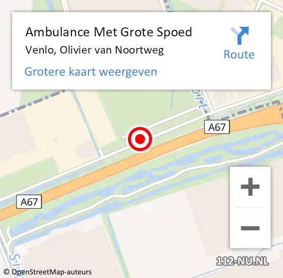 Locatie op kaart van de 112 melding: Ambulance Met Grote Spoed Naar Venlo, Olivier van Noortweg op 20 februari 2014 08:35