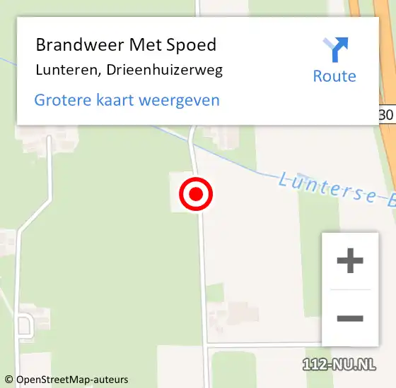 Locatie op kaart van de 112 melding: Brandweer Met Spoed Naar Lunteren, Drieenhuizerweg op 24 maart 2018 20:12