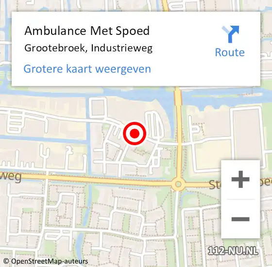 Locatie op kaart van de 112 melding: Ambulance Met Spoed Naar Grootebroek, Industrieweg op 24 maart 2018 20:13