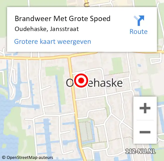 Locatie op kaart van de 112 melding: Brandweer Met Grote Spoed Naar Oudehaske, Jansstraat op 24 maart 2018 20:43