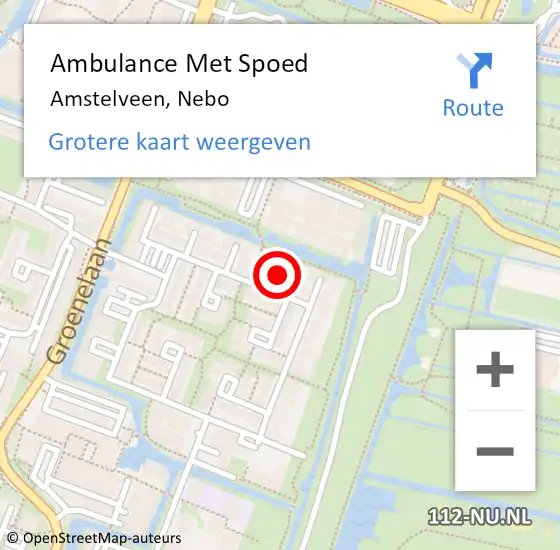 Locatie op kaart van de 112 melding: Ambulance Met Spoed Naar Amstelveen, Nebo op 24 maart 2018 20:47