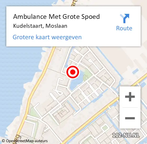 Locatie op kaart van de 112 melding: Ambulance Met Grote Spoed Naar Kudelstaart, Moslaan op 24 maart 2018 20:51