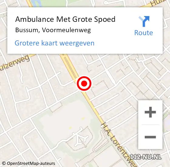 Locatie op kaart van de 112 melding: Ambulance Met Grote Spoed Naar Bussum, Voormeulenweg op 24 maart 2018 22:16