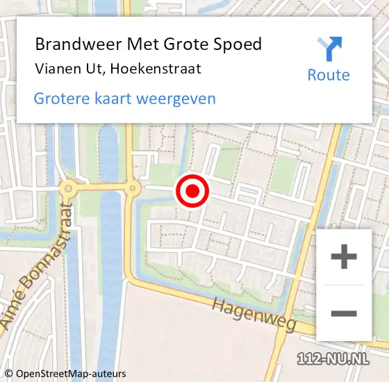 Locatie op kaart van de 112 melding: Brandweer Met Grote Spoed Naar Vianen Ut, Hoekenstraat op 24 maart 2018 23:42