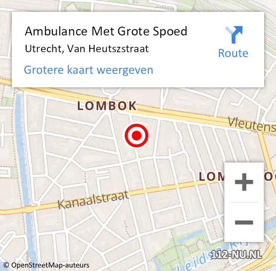 Locatie op kaart van de 112 melding: Ambulance Met Grote Spoed Naar Utrecht, Van Heutszstraat op 25 maart 2018 01:14