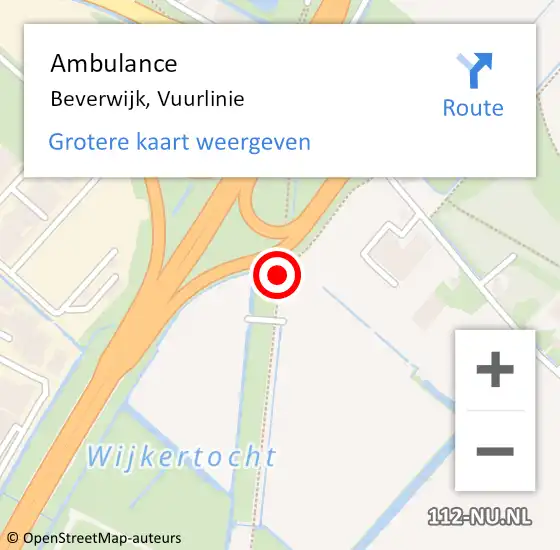 Locatie op kaart van de 112 melding: Ambulance Beverwijk, Vuurlinie op 25 maart 2018 01:17