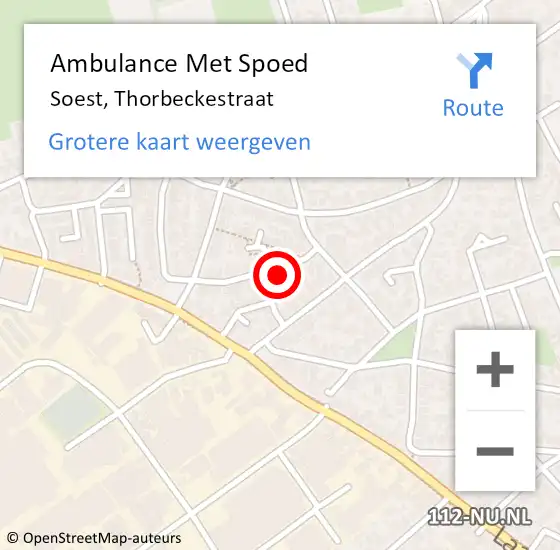 Locatie op kaart van de 112 melding: Ambulance Met Spoed Naar Soest, Thorbeckestraat op 25 maart 2018 01:19