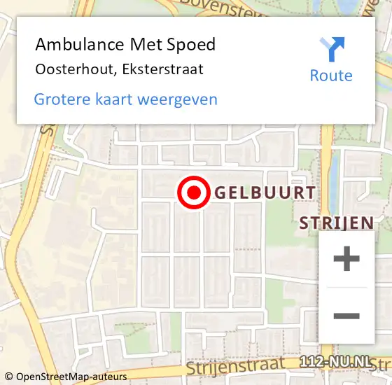 Locatie op kaart van de 112 melding: Ambulance Met Spoed Naar Oosterhout, Eksterstraat op 25 maart 2018 03:41