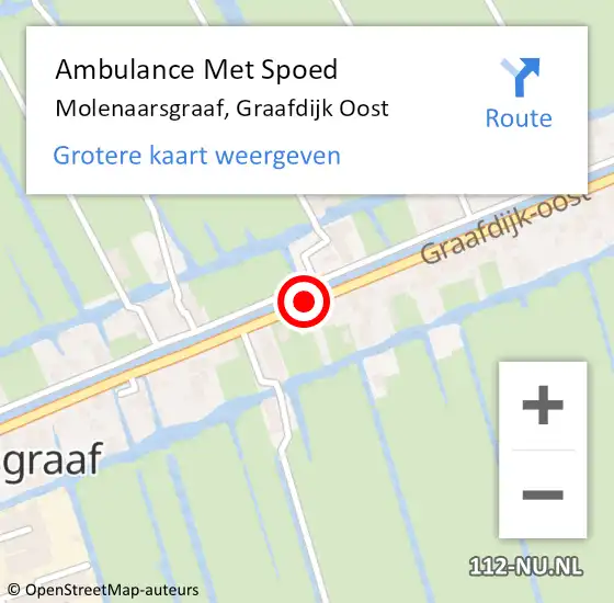 Locatie op kaart van de 112 melding: Ambulance Met Spoed Naar Molenaarsgraaf, Graafdijk Oost op 25 maart 2018 03:54