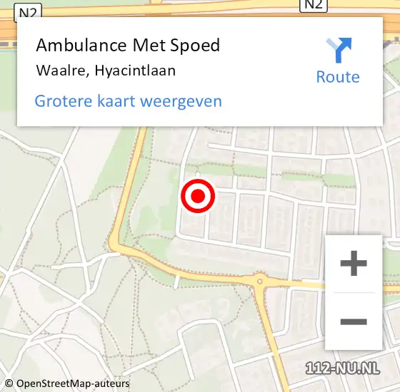 Locatie op kaart van de 112 melding: Ambulance Met Spoed Naar Waalre, Hyacintlaan op 25 maart 2018 03:58