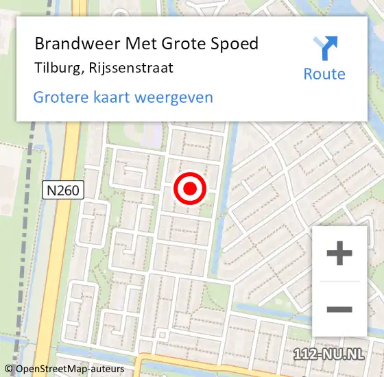 Locatie op kaart van de 112 melding: Brandweer Met Grote Spoed Naar Tilburg, Rijssenstraat op 25 maart 2018 04:07