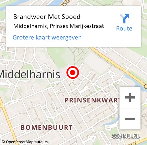 Locatie op kaart van de 112 melding: Brandweer Met Spoed Naar Middelharnis, Prinses Marijkestraat op 25 maart 2018 04:44