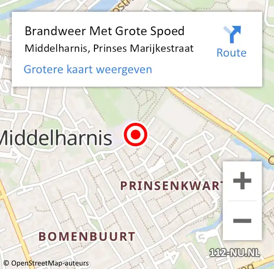 Locatie op kaart van de 112 melding: Brandweer Met Grote Spoed Naar Middelharnis, Prinses Marijkestraat op 25 maart 2018 04:45