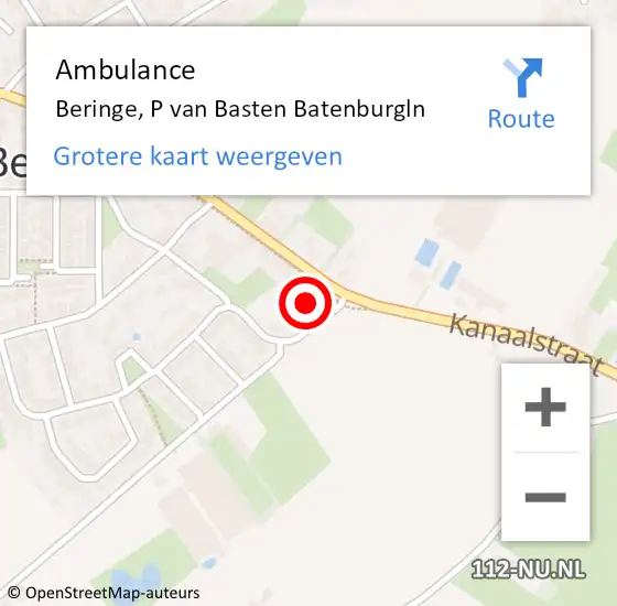 Locatie op kaart van de 112 melding: Ambulance Beringe, P van Basten Batenburgln op 20 februari 2014 08:47