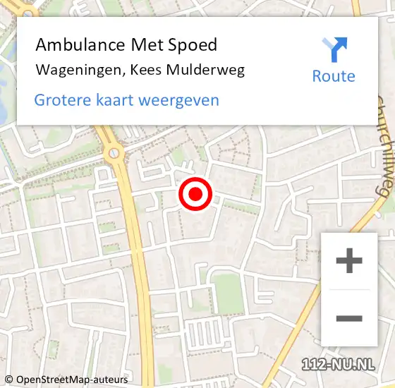 Locatie op kaart van de 112 melding: Ambulance Met Spoed Naar Wageningen, Kees Mulderweg op 25 maart 2018 05:44