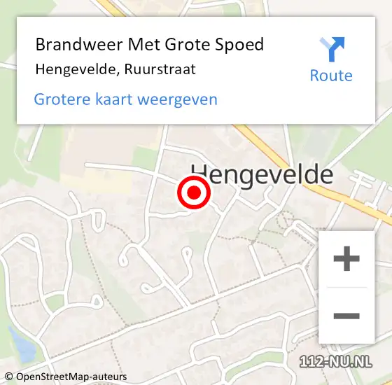 Locatie op kaart van de 112 melding: Brandweer Met Grote Spoed Naar Hengevelde, Ruurstraat op 25 maart 2018 06:55