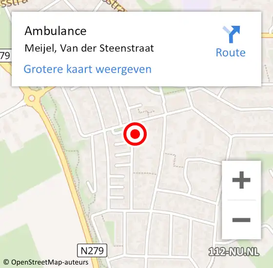 Locatie op kaart van de 112 melding: Ambulance Meijel, Van der Steenstraat op 25 maart 2018 07:59