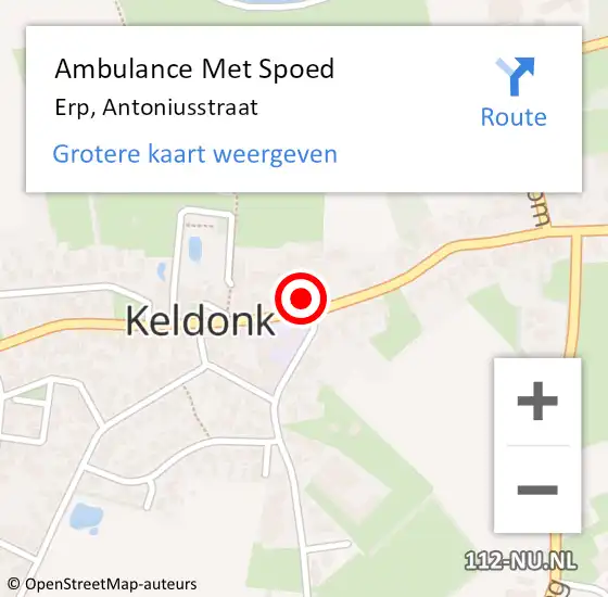 Locatie op kaart van de 112 melding: Ambulance Met Spoed Naar Erp, Antoniusstraat op 25 maart 2018 08:38