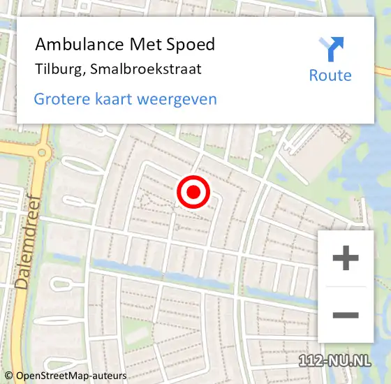 Locatie op kaart van de 112 melding: Ambulance Met Spoed Naar Tilburg, Smalbroekstraat op 25 maart 2018 08:49