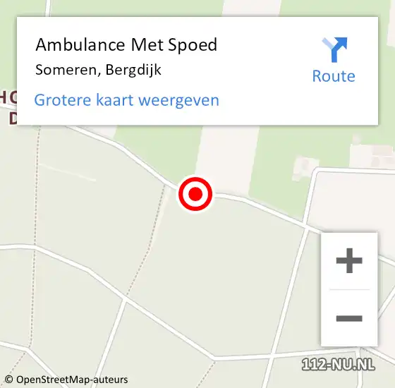 Locatie op kaart van de 112 melding: Ambulance Met Spoed Naar Someren, Bergdijk op 25 maart 2018 10:12