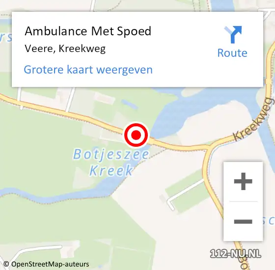 Locatie op kaart van de 112 melding: Ambulance Met Spoed Naar Veere, Kreekweg op 25 maart 2018 10:28